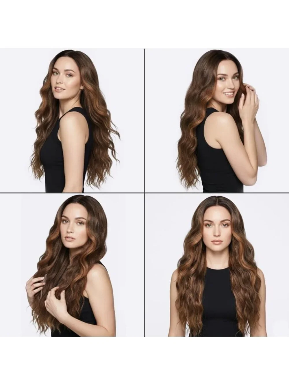 Women's Highlight Brown 26 Inch Charming Middle Part Heat Resistant Fiber Wigs